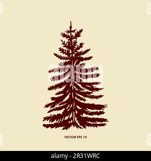 Illustration vectorielle d'un arbre de conifères, épinette. Image une couleur. Un élément de design intérieur, cartes de voeux, bannières, arbre de Noël. Illustration de Vecteur