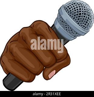 Microphone Dist main main Comic Book Pop Art dessin animé Illustration de Vecteur