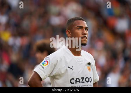 Justin Kluivert de Valencia CF en action pendant le titre: La Liga Santander saison régulière Round 35 le 21 mai 2023 au stade Mestalla (Valence Banque D'Images