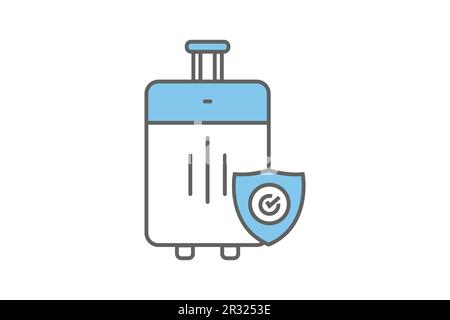 Icône assurance voyage. Remboursement pour annulation de vol. Motif icône bicolore. Tracé modifiable de conception vectorielle simple. Illustration de Vecteur