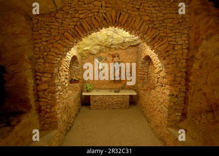 Basilica de Sa cova de Santa Agnès (s.XVI-XVII). Sant Antoni de Portmany.Ibiza.Illes Balears.España. Banque D'Images