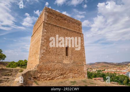 Castillo de Arcos de Jalón, siglo XIV, Arcos de Jalón, Soria, Comunidad Autónoma de Castilla y León, Espagne, Europe. Banque D'Images