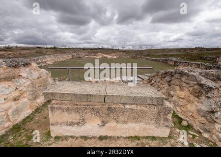 Basilique visigoda, Parque Arqueológico de Saelices Segóbriga,, Cuenca, Castille-La Manche, Espagne. Banque D'Images