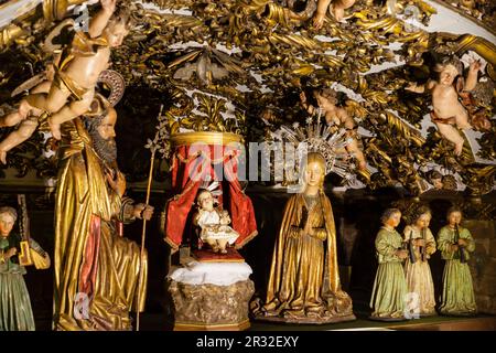 Belén, siglo XV, Iglesia de la Anunciación de Palma, adoracion de Jesus, l'Iglesia de la Sang, Iglesia del Hospital General de Palma de Mallorca, Mallorca, Islas Baleares, Espagne. Banque D'Images