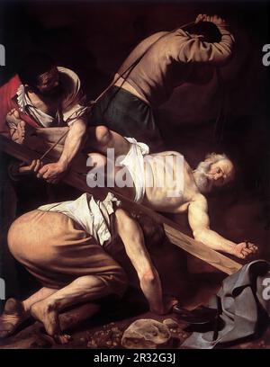 CARAVAGGIO (né en 1573, Caravaggio, d. 1610, Porto Ercole) la Crucifixion de Saint Pierre 1600 huile sur toile, 230 x 175 cm Chapelle Cerasi, Santa Maria de Banque D'Images
