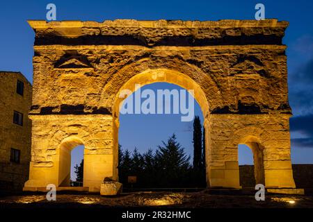 Arco de Triunfo romano, Siglo I a. C., Medinaceli, Soria, Comunidad Autónoma de Castilla y León, Espagne, Europe. Banque D'Images