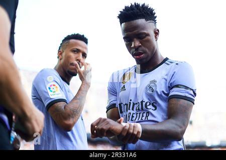 Vinicius Jr (Real Madrid, #20) avant le match LaLiga Santander entre Valencia CF et Real Madrid CF au stade Mestalla Banque D'Images