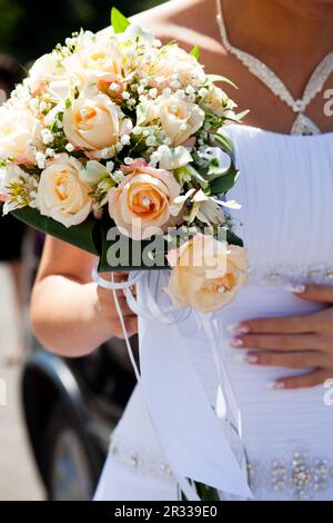 Bouquet de mariage couleur pêche Banque D'Images