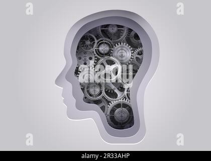 Silhouette d'une tête humaine avec des fûts. Concept de santé mentale et de psychologie. Illustration vectorielle Illustration de Vecteur