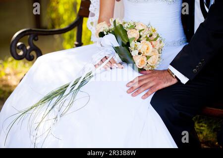 Bouquet de mariage couleur pêche Banque D'Images