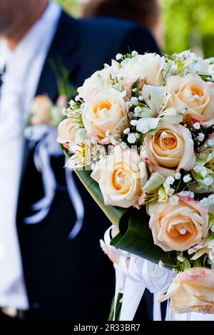 Bouquet de mariage couleur pêche Banque D'Images