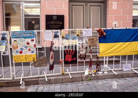 Fermeture de l'ambassade de Russie à Tallinn le 15 mai 2023, Estonie Banque D'Images