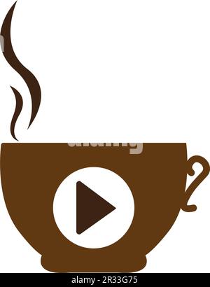 Modèle de conception du logo de la presse à café. Logo « Coffee and play ». Illustration de Vecteur