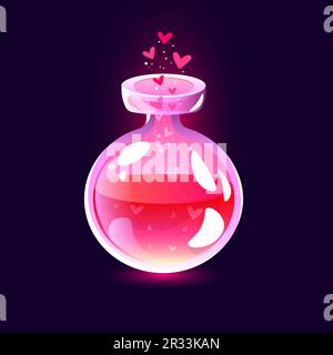 love potion teinture rose amour potion dans le style de dessin animé pour le jeu Illustration de Vecteur