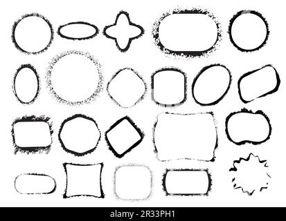 pochoirs de peinture en aérosol cadres de peinture, toile de fond de peinture en aérosol et bordures de texture de peinture en aérosol. Illustration de Vecteur