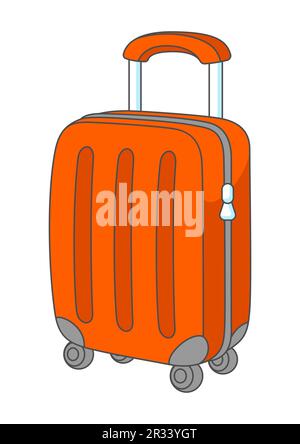 Valise à dessin animé rouge. Illustration de voyage et élément touristique. Illustration de Vecteur