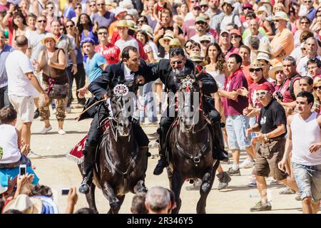 Pruebas de los juegos del Pla, Fêtes de Sant Joan. Ciutadella de Menorca.,Islas Canarias, españa. Banque D'Images