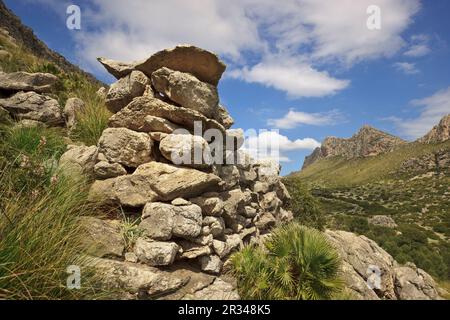 Chantiers navals de la période Talayotica, ville pré-romaine de Bocchoris. Vallée de Boquer. Pollensa.Mallorca.Iles Baléares. Espagne. Banque D'Images