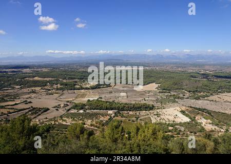 Plá de mallorca desde el santuario de Nuestra Senyora de Cura. Algaida, Pla de Mallorca.Mallorca.Islas Baleares. España. Banque D'Images