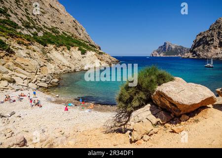 Playa de Cala Boquer, péninsule de Formentor, Pollença. Parque Natural de la Sierra de Tramuntana. Mallorca. Islas Baleares. L'Espagne. Banque D'Images