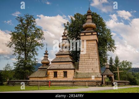 Église orthodoxe Saint Paraskewa, Kwiaton. XVII siècle. Site classé au patrimoine mondial de l'UNESCO, montagnes des Carpates, petite Pologne Voivodeship, Pologne. Banque D'Images