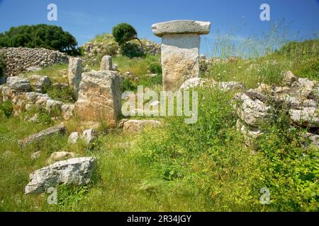 Taula de Sa Torreta (Torre Blanca).Parc naturel de s'Albufera des Grau.Menorca.Reserva de la Bioesfera.Illes Balears.España. Banque D'Images