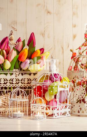 Cage à oiseaux Pâques Banque D'Images