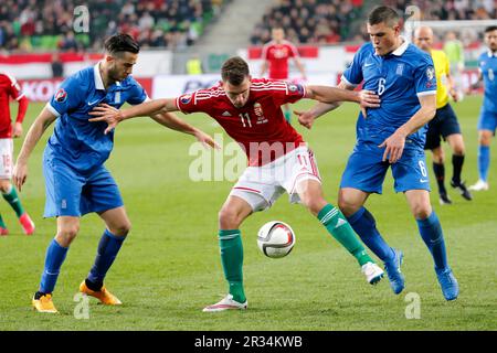 Hongrie contre Grèce match de football de qualification Euro 2016 de l'UEFA Banque D'Images