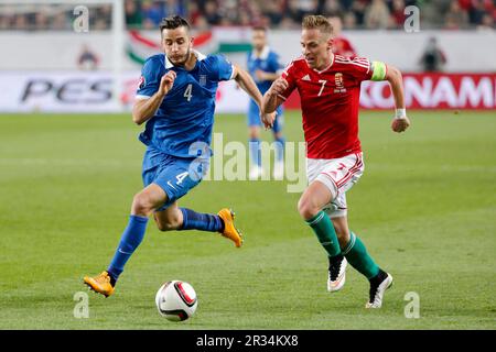 Hongrie contre Grèce match de football de qualification Euro 2016 de l'UEFA Banque D'Images