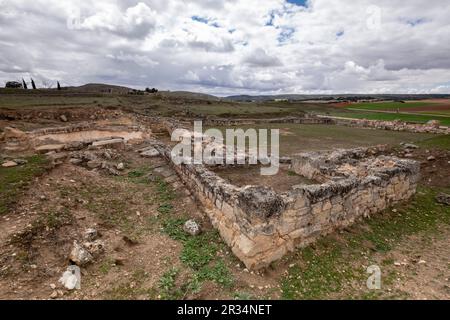 Basilique visigoda, Parque Arqueológico de Saelices Segóbriga,, Cuenca, Castille-La Manche, Espagne. Banque D'Images