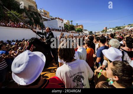 Pruebas de los juegos del Pla, Fêtes de Sant Joan. Ciutadella de Menorca.,Islas Canarias, españa. Banque D'Images