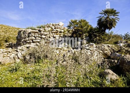 Poblado Talaiòtico de es Claper des Gegant.Capdepera.Comarca de Llevant. Majorque. Baleares.España. Banque D'Images