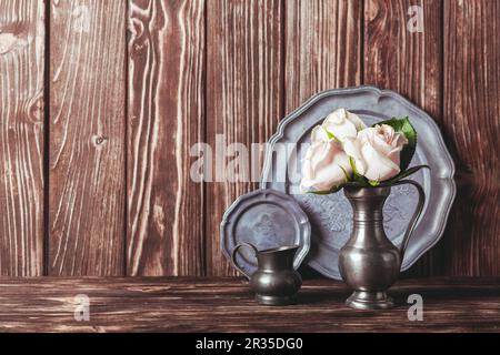 Vintage metal ware still life Banque D'Images