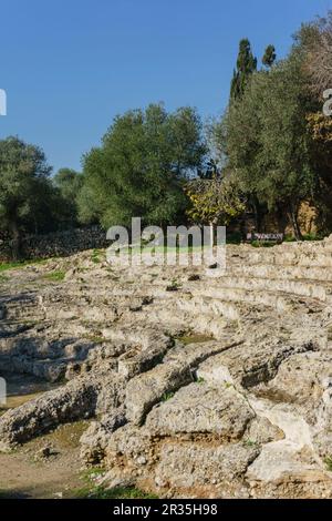 Theather, ville romaine de Pollentia, époque républicaine, 123 av. J.-C., fondée par Quintus Caecilius Metellus, Alcudia, Majorque, îles Baléares, Espagne. Banque D'Images