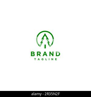 Logo Tree Inside Circle. Simple logo design contour de l'icône de l'arbre dans le cercle. Illustration de Vecteur