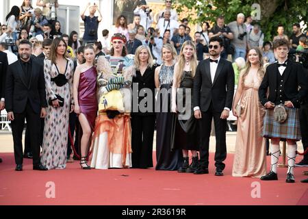 Cannes, France. 23rd mai 2023. Mathieu Demy, Elsa Zylberstein, Ksenia Devriendt, Luke Barker, Jessica Hausner, Mia Wasikowska, Florence Baker et Amir El-Masry assistent au tapis rouge du Club Zero lors du festival annuel de Cannes 76th au Palais des Festivals sur 22 mai 2023 à Cannes, France. Photo de David Niviere/ABACAPRESS.COM crédit: Abaca Press/Alay Live News Banque D'Images