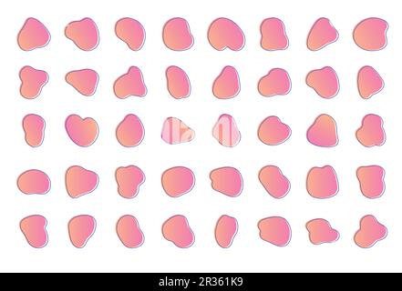 Gouttes de dégradé colorées aléatoires. Éléments de conception vectoriels. Taches et breloques irrégulières de liquide abstraites isolées sur fond blanc Illustration de Vecteur