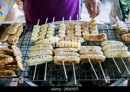 Bananes sur un barbecue Banque D'Images