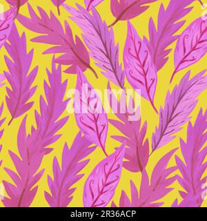 Motif sans couture avec feuilles roses abstraites. Décor et design luxueux sur fond rétro. Illustration dessinée à la main Illustration de Vecteur