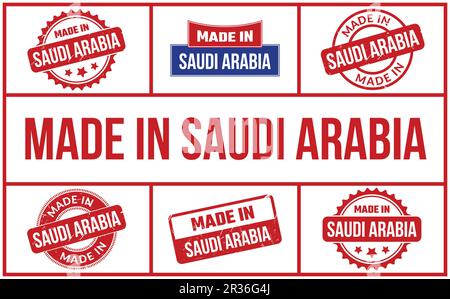 Fabriqué en Arabie Saoudite caoutchouc Stamp Set Illustration de Vecteur