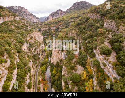 Foz de biniés, cordillera pirenaica, provincia de Huesca, Aragón, Espagne, Europe. Banque D'Images