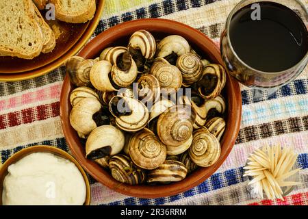 Caracoles a la mallorquina,celler de Randa,llucmajor, Mallorca, Islas Baleares, Espagne. Banque D'Images