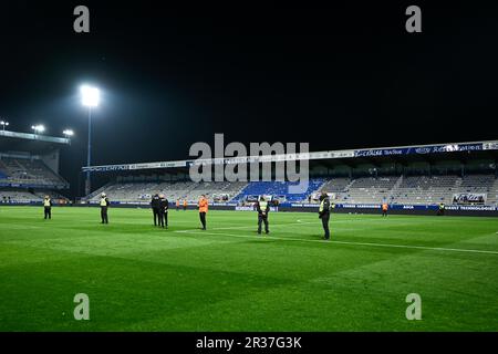 Paris, France. 21st mai 2023. Vue générale illustration du stade (ambiance, atmosphère) pendant le match de football Uber Eats de Ligue 1 entre AJ Auxerre (AJA) et Paris Saint Germain (PSG) sur 21 mai 2023 au Stade Abbe Deschamps à Auxerre, France. Crédit : Victor Joly/Alamy Live News Banque D'Images