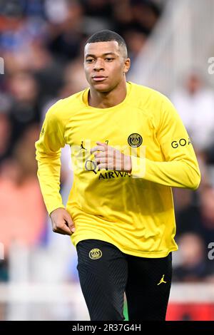 Paris, France. 21st mai 2023. Kylian Mbappe lors du match de football de la Ligue 1 entre AJ Auxerre (AJA) et Paris Saint Germain (PSG) sur 21 mai 2023 au Stade Abbe Deschamps à Auxerre, France. Crédit : Victor Joly/Alamy Live News Banque D'Images