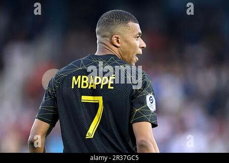 Paris, France. 21st mai 2023. Kylian Mbappe lors du match de football de la Ligue 1 entre AJ Auxerre (AJA) et Paris Saint Germain (PSG) sur 21 mai 2023 au Stade Abbe Deschamps à Auxerre, France. Crédit : Victor Joly/Alamy Live News Banque D'Images