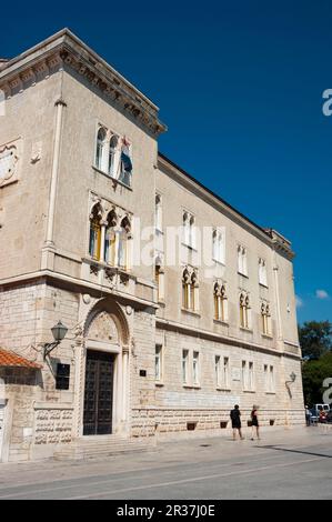 Court, Vieille ville, Trogir, Split-Dalmatie, Croatie, Trau Banque D'Images