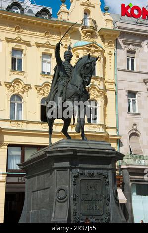 Statue de Ban Jelacic, place de Ban Jelacic, Zagreb, Croatie, Trg bana Josipa Jelacica, Basse-ville Banque D'Images