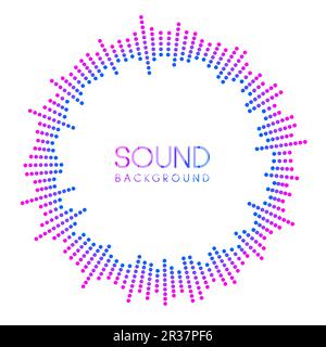 Visualisation de l'onde sonore circulaire. Concept d'égaliseur de lecteur de musique à pointillés. Signal audio radial ou élément de vibration. Reconnaissance vocale. Épicentre, cible, radar, icône radio. Vecteur Illustration de Vecteur