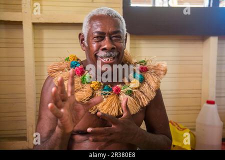Cérémonie de l'homme à Kava, île de Yanuya, îles de Mamanuca, Fidji Banque D'Images