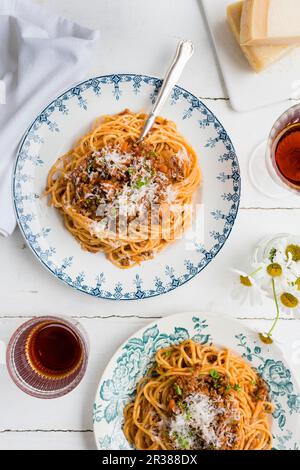 Spaghettis à la sauce bolognaise Banque D'Images